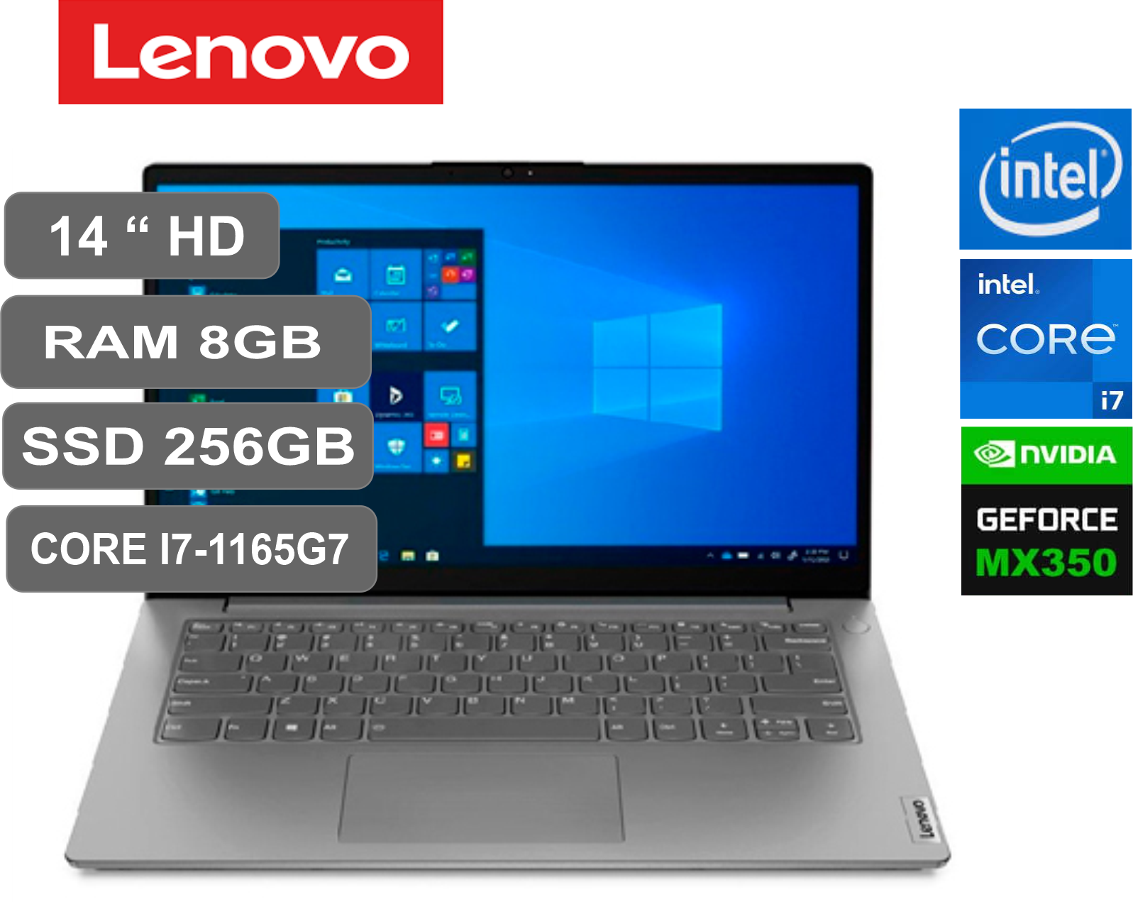  Laptop Lenovo V15 G2, Intel Core i7-1165G7 2.8 GHz, RAM 8GB, SSD 256GB, Video Nvidia MX350 2GB, LED 15.6